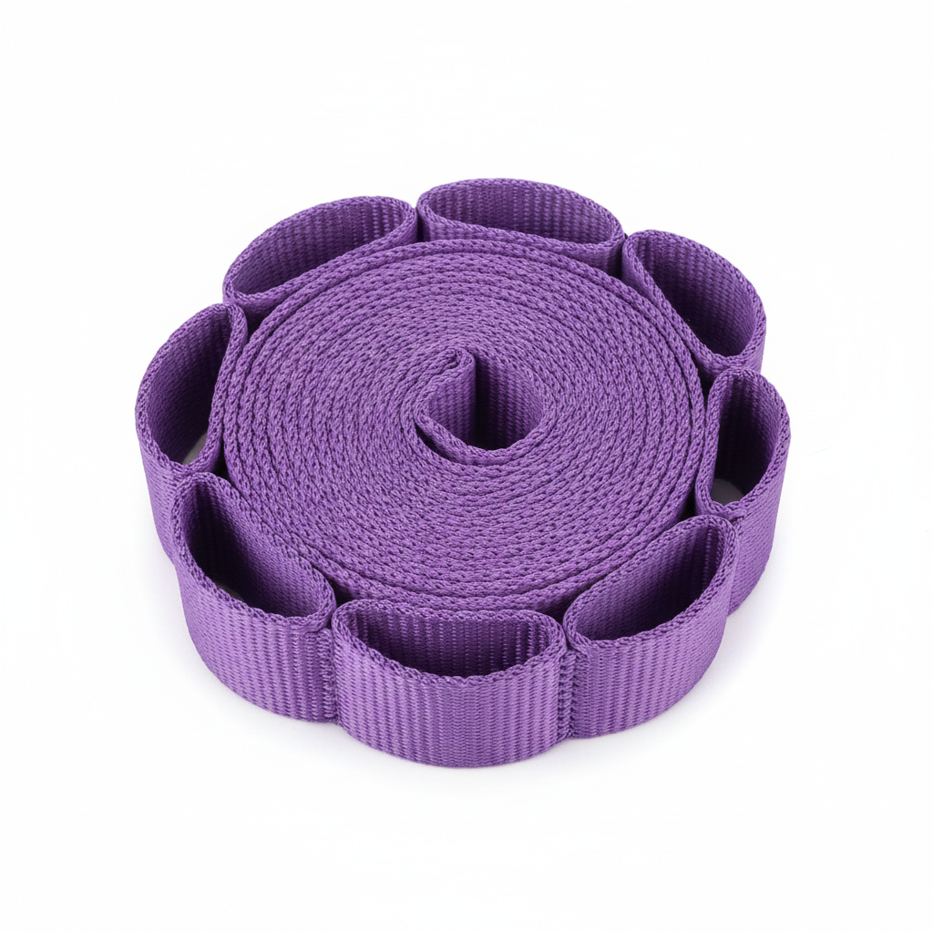 Yoga Stretching Strap with Multi-Loop Design in purple