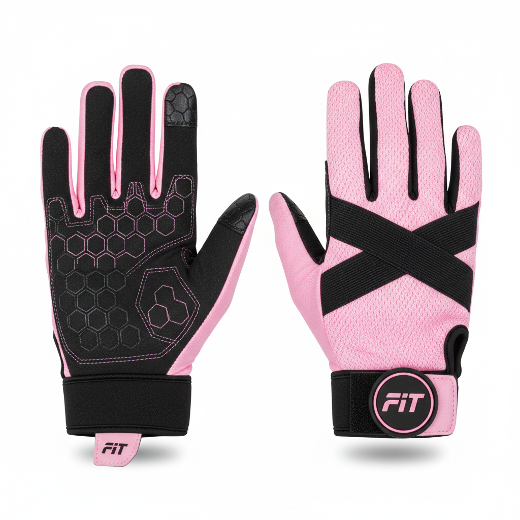 Women's Workout Gloves with Wrist Support in pink and black